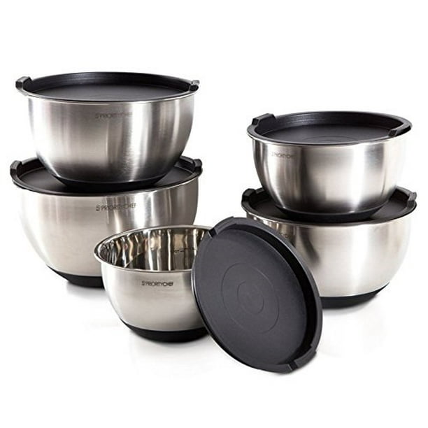 PriorityChef 5 Piece Mixing Bowls With Lids, Large 5 Quart Capacity