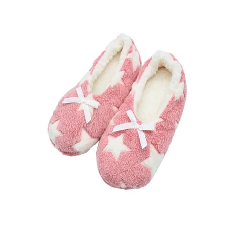 

UKAP Ladies Home Shoes Fuzzy Ballerina Slippers Plush Lining Warm Slipper Breathable Socks Womens Slip On Lightweight Pink 8