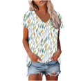 thumbnail image 4 of Spring Tops for Women Viikei Womens Tops Short Sleeve Blouse,Plus Size Tops Clearance under 10.00,Women's New Short-sleeved V-neck Pullover Casual Printed Fashion Top Multicolor XL, 4 of 7