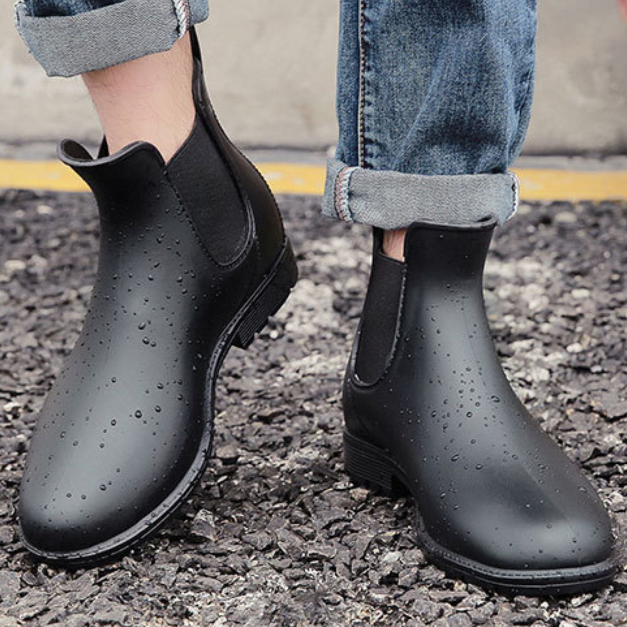 CHICVOMEY Women's Waterproof Chelsea Rain Boots Anti-Slip Rubber Ankle Boots for Gardening Walking & Outdoor Comfort Short Rainboots for Women