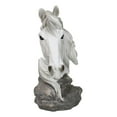 thumbnail image 3 of Wild and Free White Stallion Equine Horse Bust On Rocky Pillar Base Figurine, 3 of 9