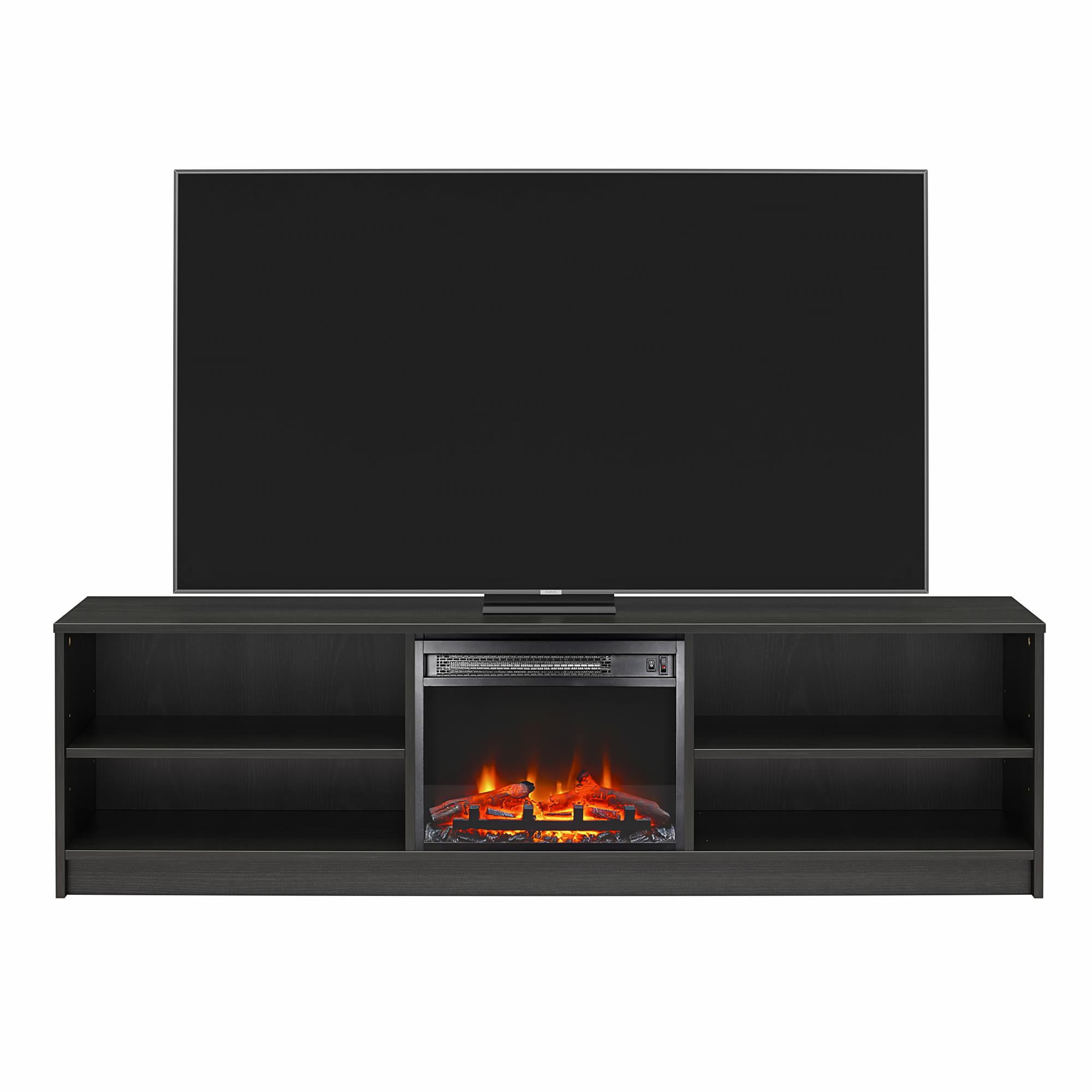 Mainstays Fireplace TV Stand, for TVs up to 75", Black Oak