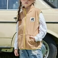 thumbnail image 3 of BFHHYA Tween Girls Boys Polar Fleece Vest Kid Zip-Up Stand Collar Print Vest Sleeveless Casual Outerwear with Pockets (3-15 Years), 3 of 8