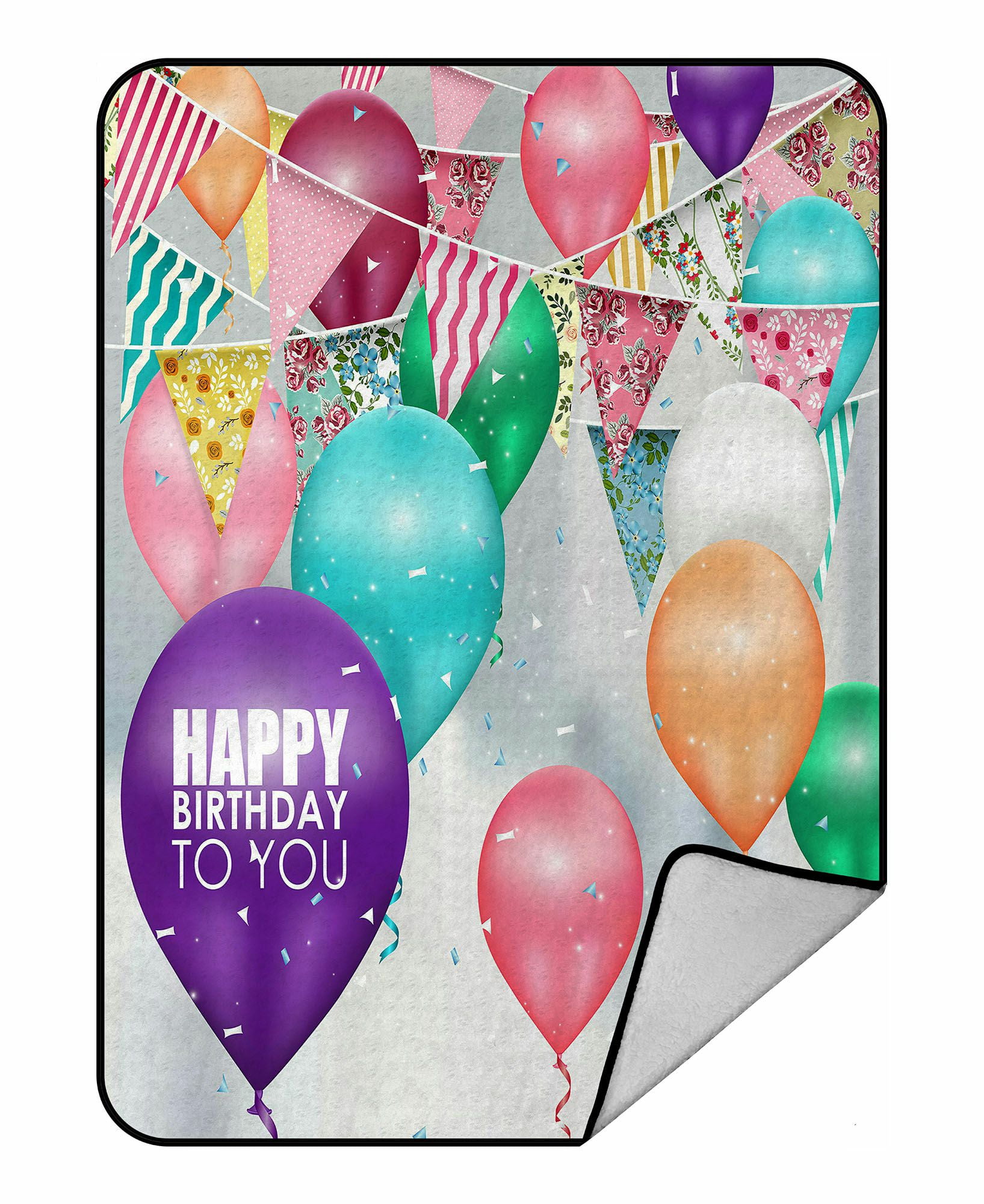 ABPHQTO Colors Balloons Happy Birthday Fleece Blanket Fleece Back Throw