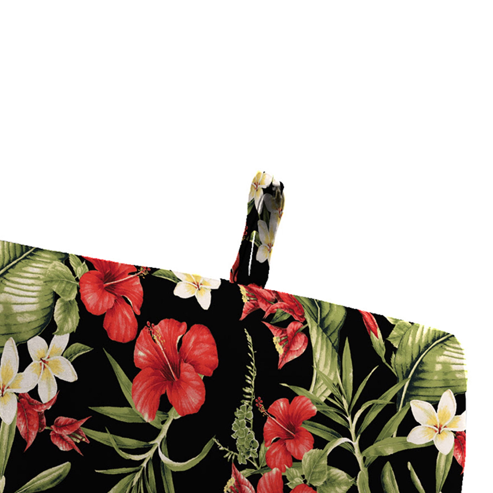 Jordan Manufacturing 44" x 22" Capulet Rojo Black Floral Rectangular Outdoor Chair Cushion with Ties and Hanger Loop