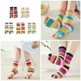 thumbnail image 2 of Winter Autumn Women Middle Tube Socks Novelty Funny Rainbow Striped Casual Breathable Five Finger Separated Toe Socks, 2 of 21