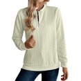 thumbnail image 5 of LEBONYARD Women's Trendy Half Zipper Crew Neck Small Dough Twists Solid Colored Tops Casual Loose Warm Fit Long Sleeve Round Neck Winter Sweaters, 5 of 9