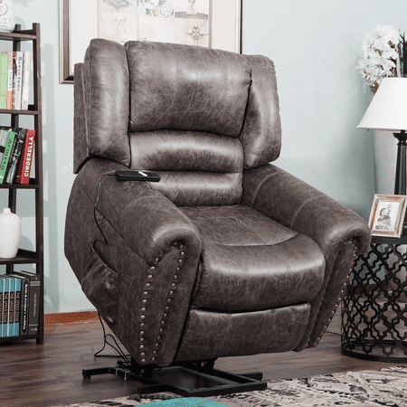 4 Lift Chairs Harper & Bright Designs Living Room Electric Power Comfort Lift Recliner PU Leather Padded for the Elderly ()