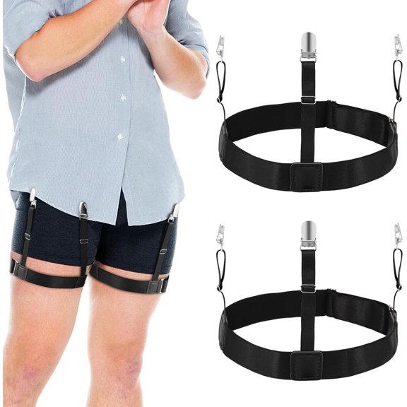 Shirt Stays,2 Pcs Black Adjustable Holder Straps For Men And Women,Keeps You Tucked All Day
