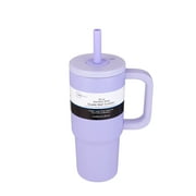 Mainstays 20 oz Double Wall Stainless Steel Tumbler with Straw Lid, Purple