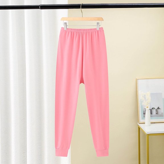 YUTK Boys and Girls Warm Pants Loose Fitting Children'S Home Pants Sleeping Pants Leggings Pink