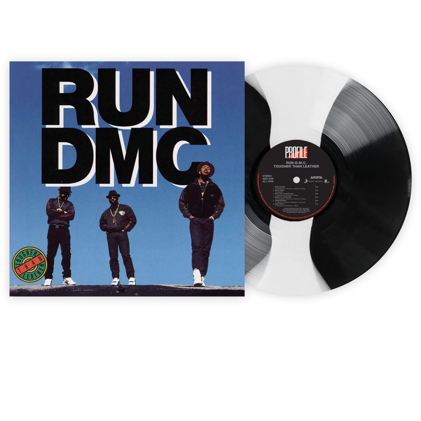 Run-DMC Tougher Than Leather (Limited Edition, Black & White Stripe Colored Vinyl) Records & LPs