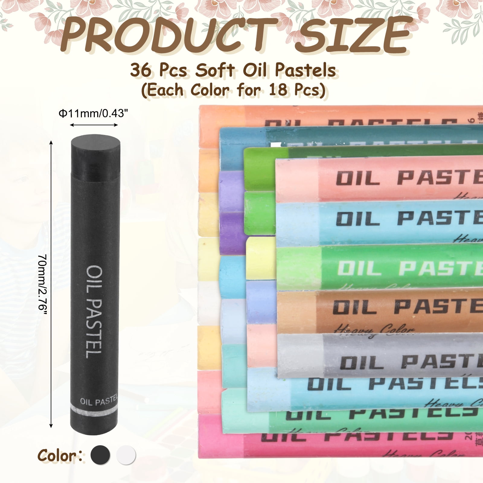 Uxcell Soft Oil Pastels, Oil Pastel Crayons Vibrant Color Blendable Art Supplies for Painting Drawing Blending Painting Artists Beginners Professional(White Black, Pack of 36)