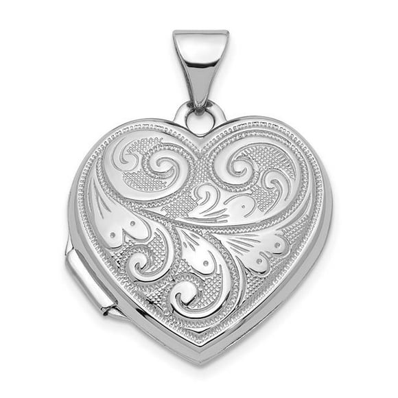 Quality Gold XL744 14K White Gold 19 mm Heart Locket Pendant