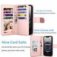 thumbnail image 2 of Wallet Case for iPhone 16e (2025) Wallet Case 6.1" 5G, [9 Card Slots] Luxury PU Leather Credit Holder Carrying Folio Flip [Detachable] Kickstand Magnetic Phone Cover & Lanyard [Rose], 2 of 5
