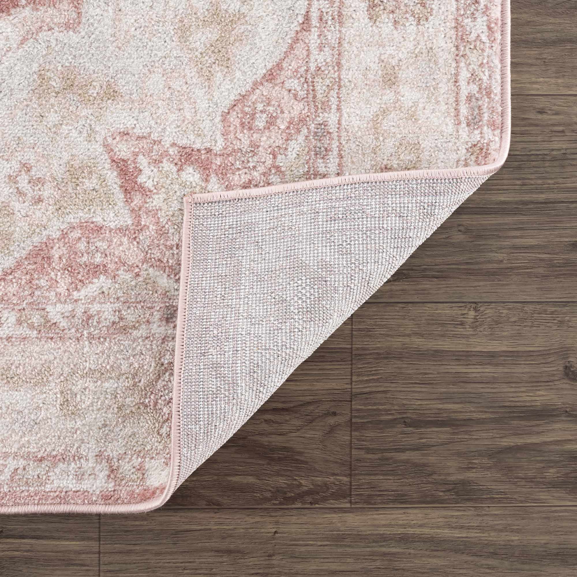 BoutiqueRugs Blush & Light Pink Collection Kandos Bohemian Oriental Medallion Area Rug - Traditional Floral Carpet for Living Room, Bedroom - Blush, Dusty Pink, Cream - 5'3" x 7' (5x7 Area Rug)