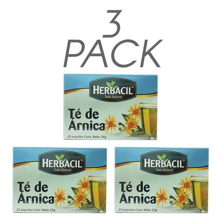 Herbacil Arnica Tea. Herbal Infusion. Bruise and Wound Heal. Pain Relief. 25 Teabags. 0.88 Oz / 25 g. Pack of 3