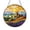 Acrylic 3.5 Inch, variant on Country Windmill at Sunset with Larkspur Bloom Suncatcher, Landscape Window Hanging Decor Art Panel for Rustic Interior