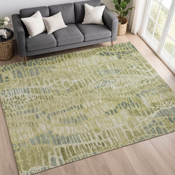Addison Rugs Chantille Indoor/Outdoor Transitional Circles Aloe Machine Washable Rectangle Rug, 10' x 14'
