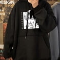 thumbnail image 2 of Sudadera con capucha de manga larga con estampado de Anime negro suelta para mujerpangjing, 2 of 4
