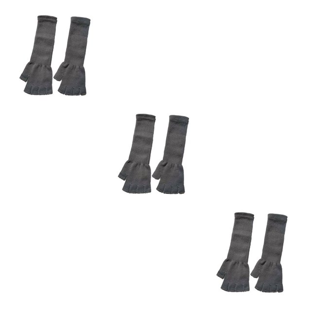 sweethay 1 par de guantes sin dedos, accesorio de ropa de Color sólido, cubierta de mano cómoda de punto, cubiertas de medio dedo, guante largo para Gris 3piezas sweethay CBP123097
