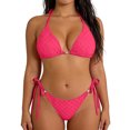 thumbnail image 6 of Pounoo Women's Swimsuits Halter Neck Tie Side Bottom Metal Accent Textured Two Piece Bathing Suits Beach Vacation Style Stretchy Swimwear Gift, 6 of 9