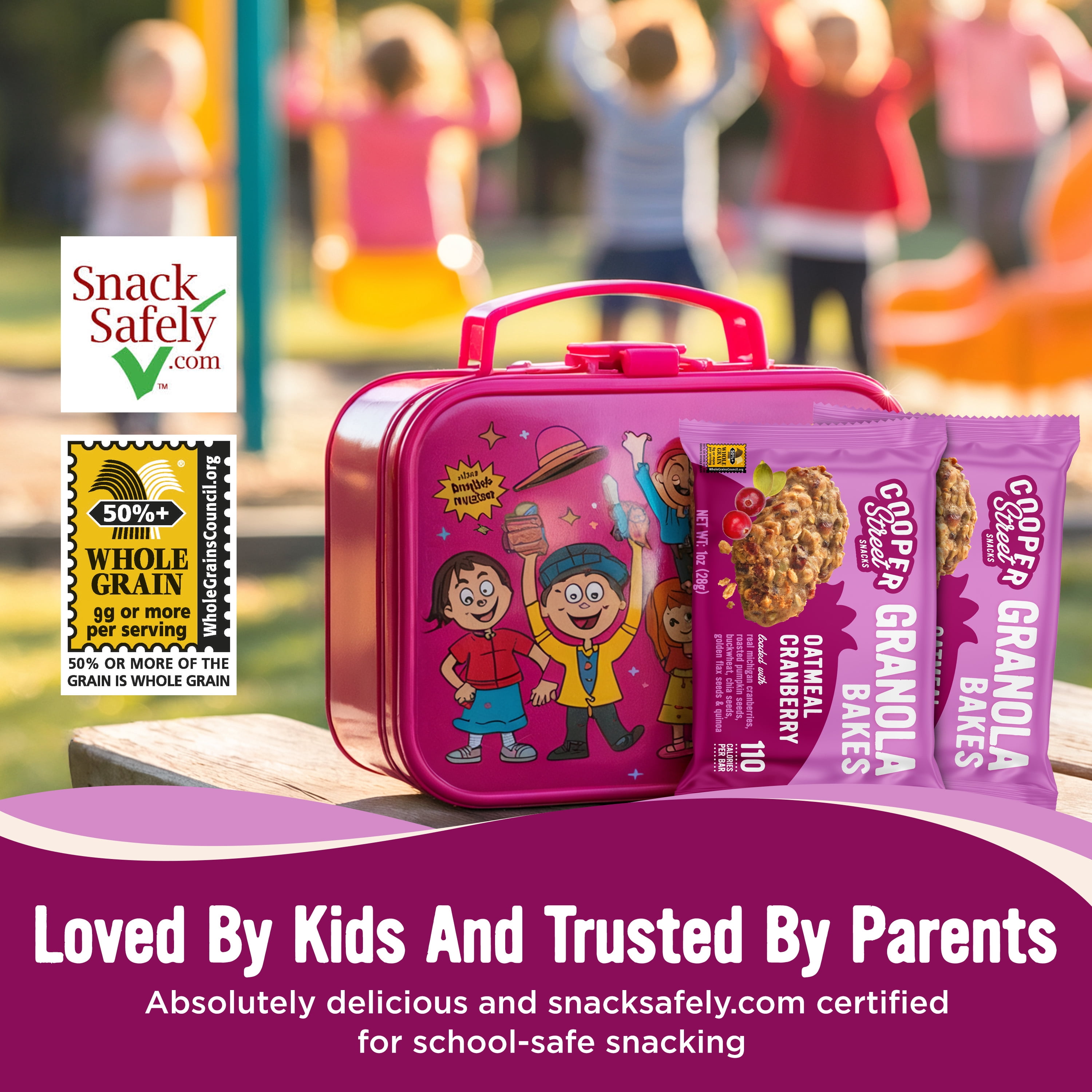 Cooper Street Granola Bakes Oatmeal Cranberry - Soft Breakfast Granola Bars Bulk - Nut, Soy & Dairy Free - 110 Cal - 48ct