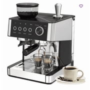 Espresso Machine with Grinder, 15 Bar Expresso Coffee Machines with Milk Frother Steam Wand, Professional Espresso Maker with Removable Water Tank, Cappuccino & Latte Machine