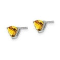 thumbnail image 2 of 1.00 Carat (ctw) Trillion-Cut Citrine Solitaire Post Earrings in 14K White Gold, 2 of 4