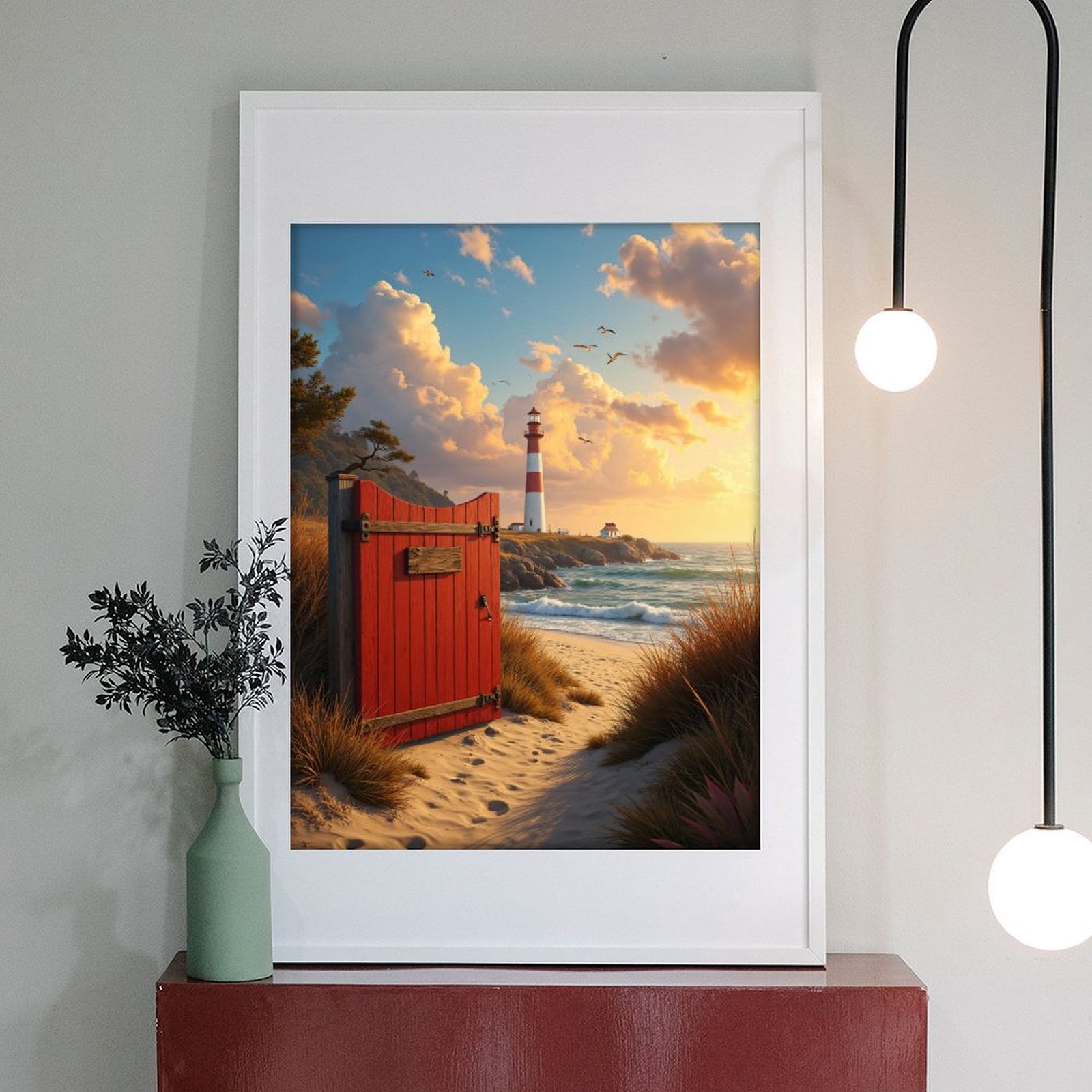 Diamond Art Kits for Adults - 5d Red Door Coastal Lighthouse Scene Diamond Painting for Adults, Diamond Art for Adults Beginners, Diamond Painting Kits for Adults for Home Wall Decor
