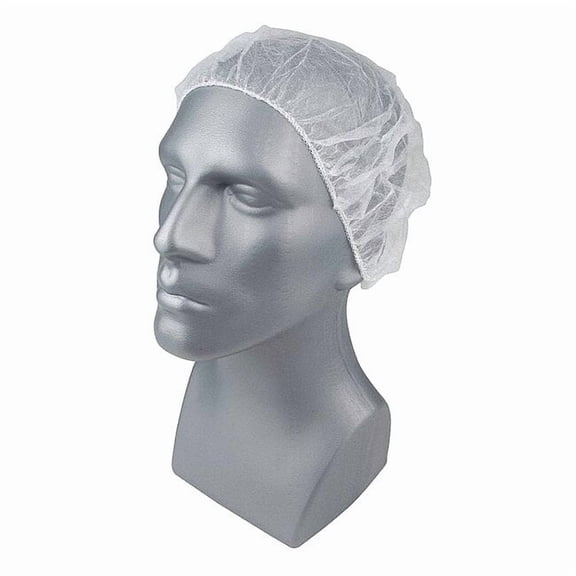 Bouffant Cap, Polypropylene, 24 in Dia., White, Universal, 1000 PK