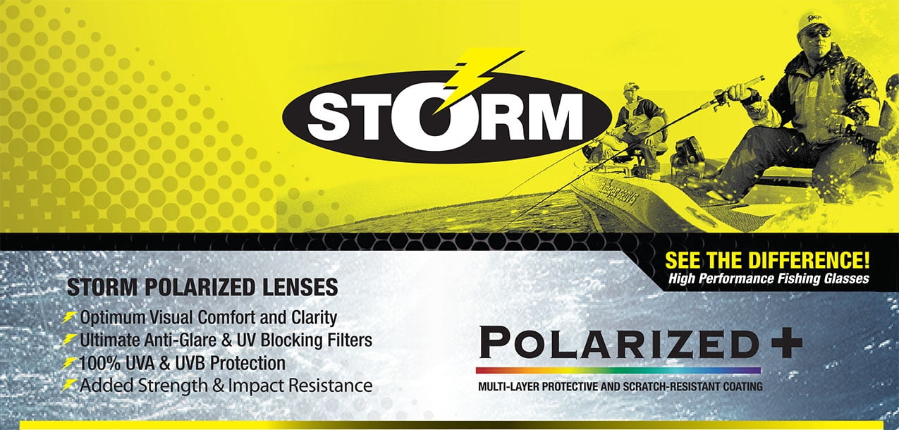 Storm Polarized Adult Half Frame Sports Fishing Sunglasses, STF-601121A, Black with Deep Blue Lens