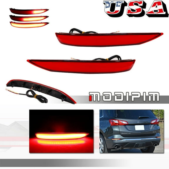 Red Lens Rear Bumper Reflector Turn Signal Lights for 2018 - 20 for Chevrolet Equinox -
