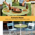 thumbnail image 6 of Elastic Fitted Round Tablecloth, Grass Green Morocco Waterproof Stretch Table Cover for 55"-60" Tables, Ethnic Geometric Quatrefoil Lattice Washable Outdoor Tablecloths for Patio, Picnic, Camping, 6 of 9