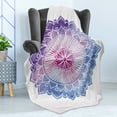 thumbnail image 4 of Lotus Soft Flannel Fleece Throw Blanket, Doodle Style Watercolor Flower Bloom Secret Lifestyle Pattern, Cozy Plush for Indoor and Outdoor Use, 50" x 70", Violet Blue Fuchsia, by Ambesonne, 4 of 5