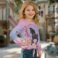 thumbnail image 2 of Garronmavis Black Horse Girls Long Sleeve T-Shirts 9-10 Loose Roses Kids Tie Front Long Sleeve Tees Top Lightweight Crewneck Pullover Blouse Versatile Fall Winter Athletic T-Shirts, 2 of 7