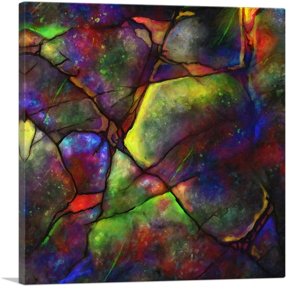 ARTCANVAS Black Opal Precious Stone Gemstone Jewel Canvas Art Print - Size: 12" x 12" (0.75" Deep)