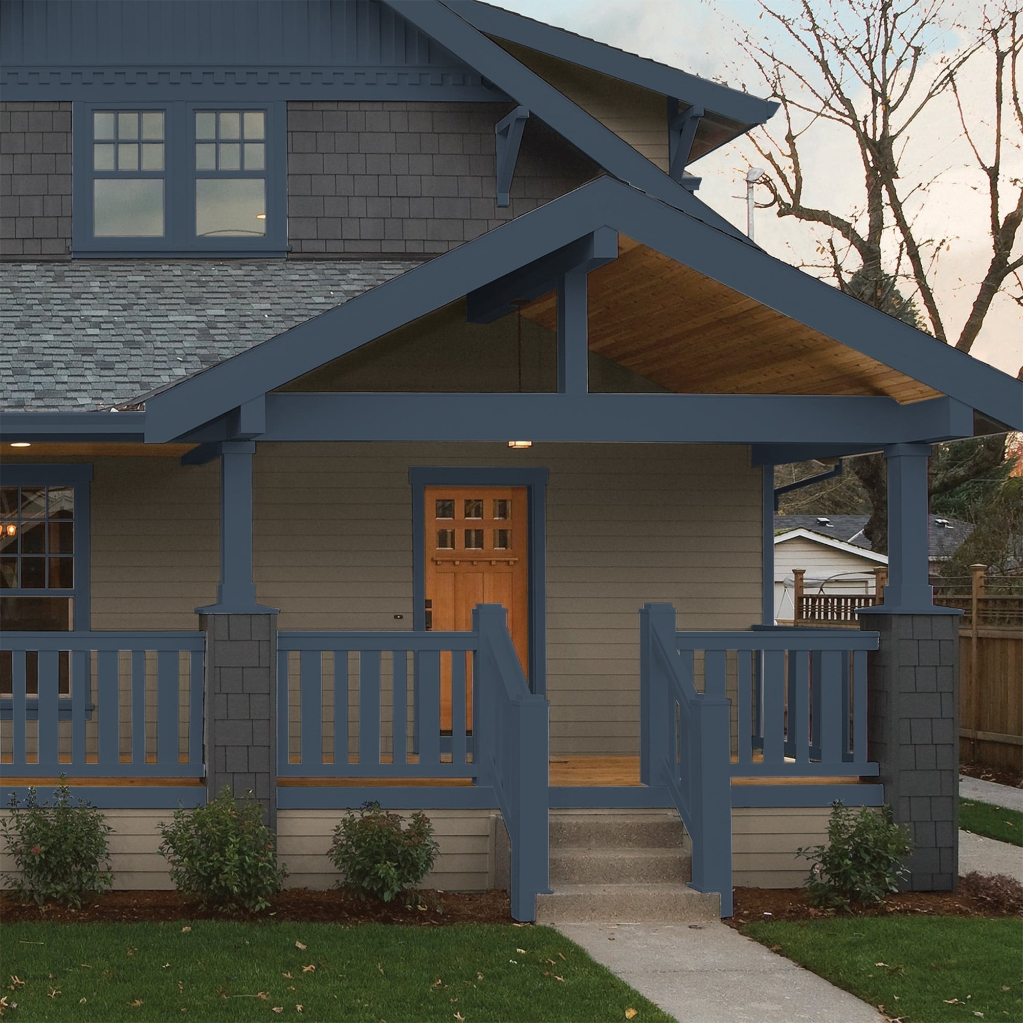 Glidden HEP Cavalry / Navy Blue Semi-Gloss Exterior Paint with Primer, 1 Quart