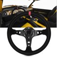 thumbnail image 3 of Keenso Auto Car Racing Steering Wheel, Universal 14in 6-Bolts with Horn Button Aluminum Frame Napped Leather for Most Vehicles, 3 of 7