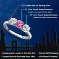 thumbnail image 2 of Gem Stone King 925 Sterling Silver Pink Created Sapphire and Lab Grown Diamond Engagement Ring for Women | 1.55 Cttw | Round 5MM | Gemstone September Birthstone | Size 7, 2 of 6