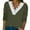 Army Green, variant on Women's Fall Gradient Long Sleeve V-Neck Blouses, Lace Trim, Polyester-Spandex Material, Loose Fit, Bra Design with Lace Stitching, for Daily Wear