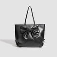 thumbnail image 2 of Faraee Leather Tote Bag for Women Large Capacity Shoulder Handbags Bowknot Fashion Top Handle Satchel with Compartments Black, 2 of 9