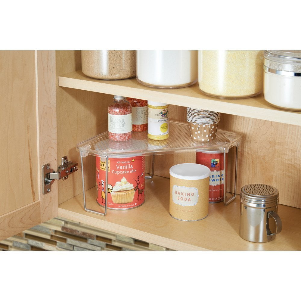 Clear Pantries InterDesign Linus Corner Storage Shelf for Kitchen Cabinets Countertops 