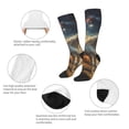 thumbnail image 3 of Xecao Starry Sky White Horse print thigh-high socks, crafted for both men and women with a stretchy, high-opaque design perfect for daily wear, 3 of 6