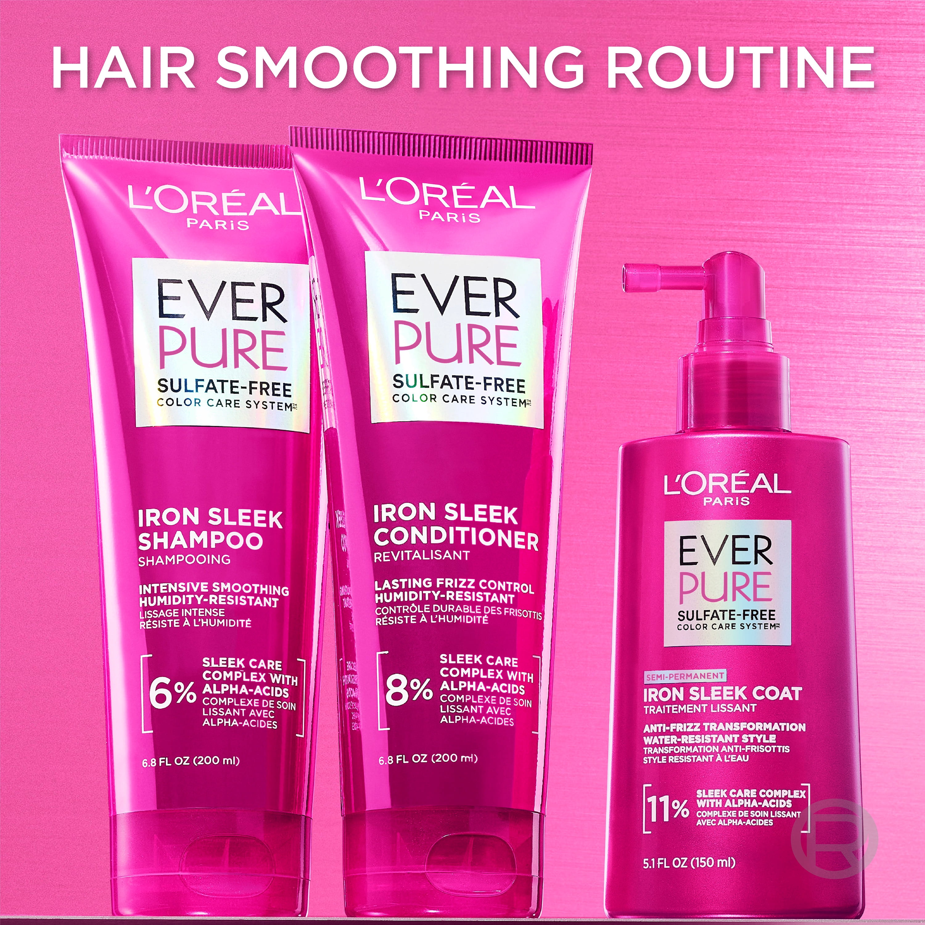 L'Oreal Paris EverPure Sulfate Free Iron Sleek Smoothing Shampoo, 6.8 fl oz