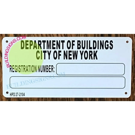 

DEPT OF BUILDING SIGN (4X8.5 WHITE ALUMINUM)-ref15822