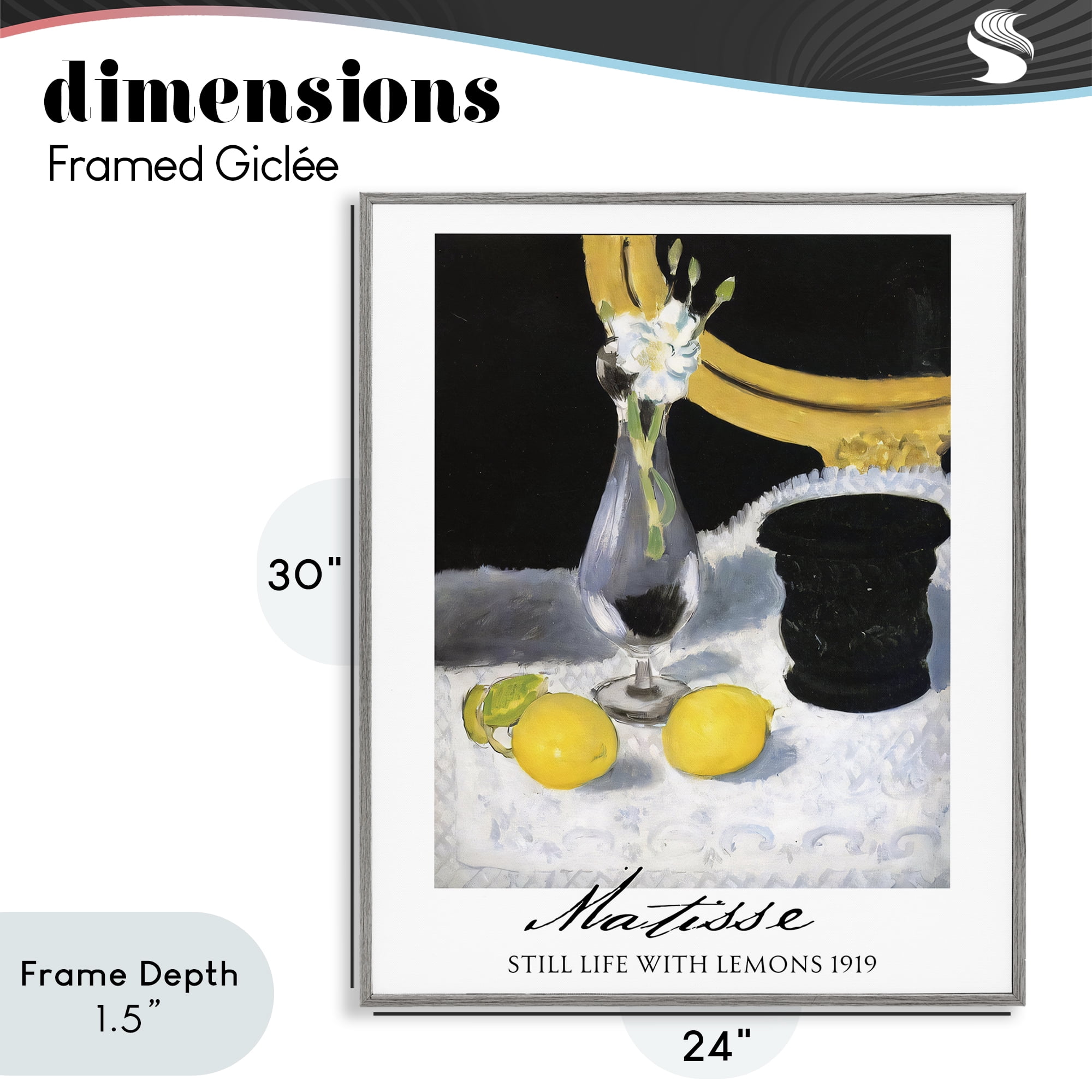 Stupell Industries Matisse Still Life Lemons Gray Framed Giclee Art, design by Vintage Hustle