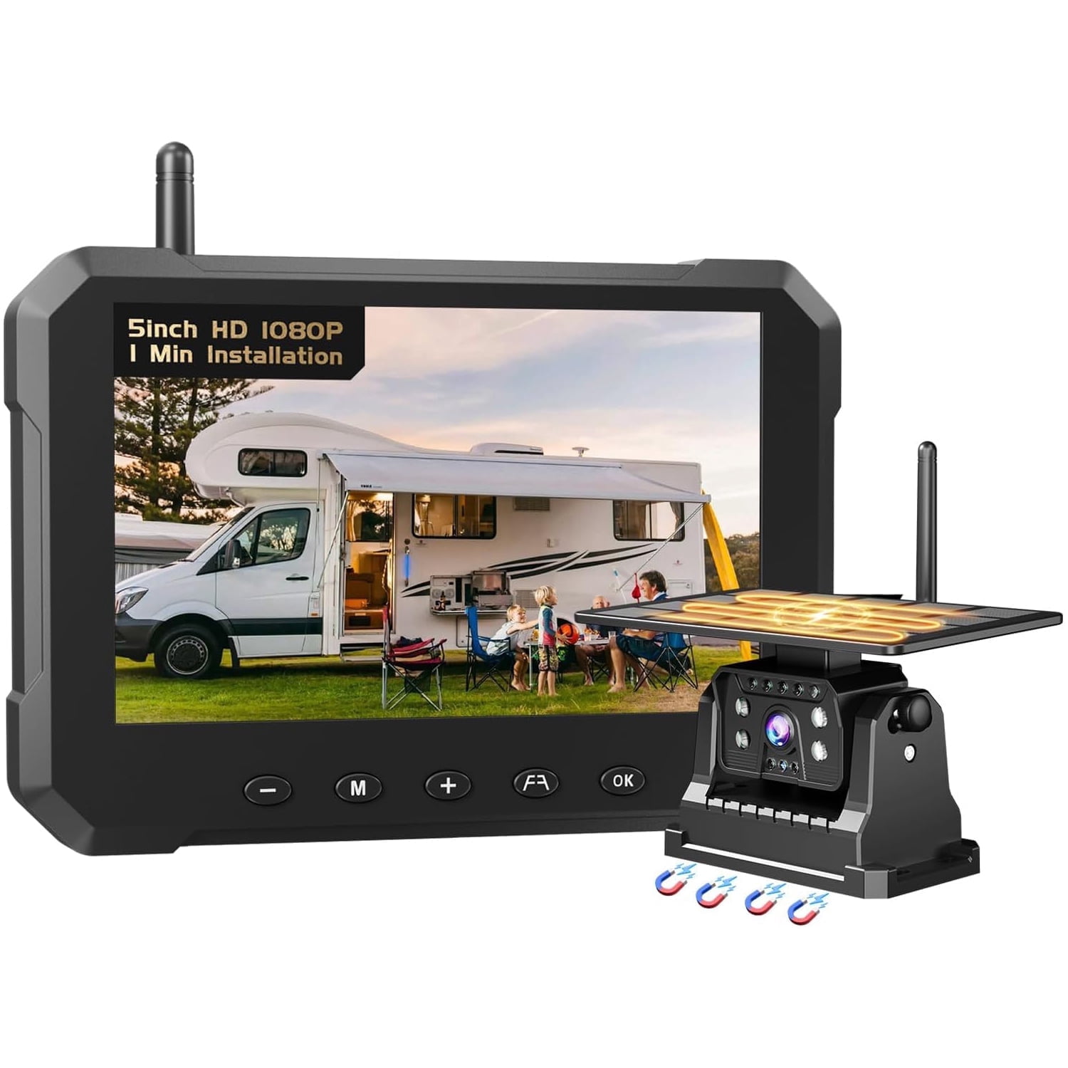 7 Inch 1080P Wireless Backup Camera System – HD Rear View Camera With Night Vision For Car, RV, SUV