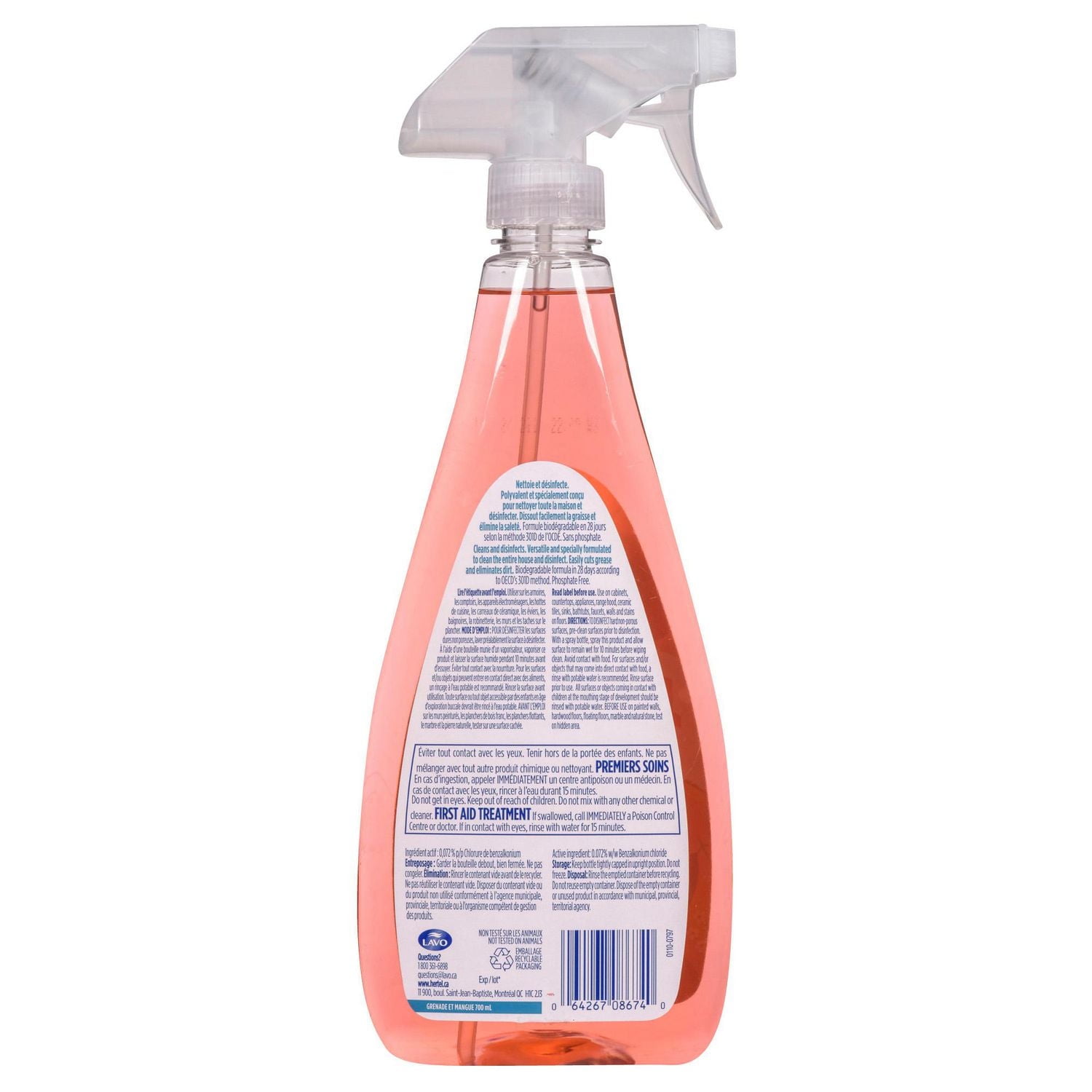 Hertel All Purpose Disinfectant Cleaner Spray, Pomegranate and