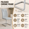 thumbnail image 5 of JUFU Modern Dining Chairs Set of 6, Armless Light Gray Faux Leather with Chrome Legs, 5 of 6